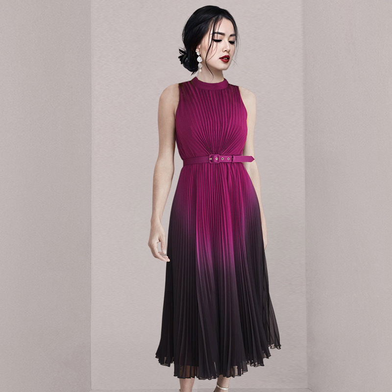 Đầm sang trọng Gradient Mới Xếp Li của phụ nữ