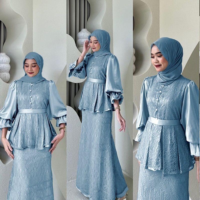Gamis Brokat Kombinasi Satin 2024 Jual Gamis Brokat Kombinasi