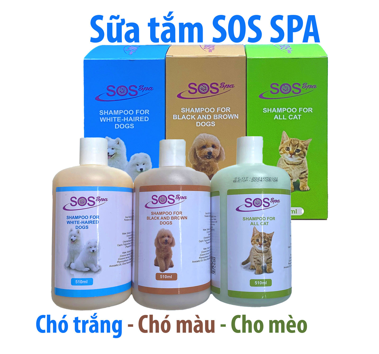 Doremiu- Sữa Tắm chó mèo SOS SPA  cao cấp dành cho chó mèo 500ml Mượt lông thơm lâu diệt ve rận.