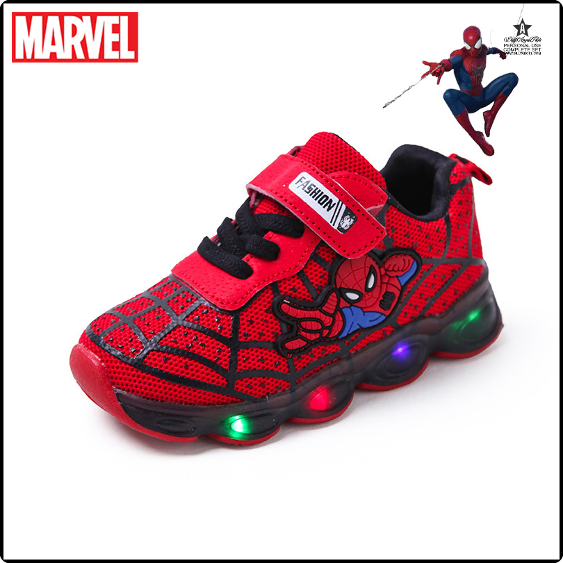 [nudd70] Disney Marvel Spiderman leuchtende Turnschuhe Schuhe Mädchen Jungen Sport Laufen atmungsaktive Baby Kinder führte Schuhe Baby Kleinkind Turnschuhe