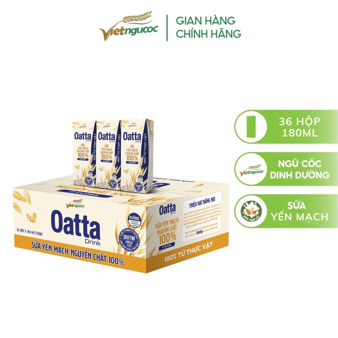 Thùng 36 Hộp Sữa Yến Mạch Nguyên Chất OATTA Drink Ít Đường 180ml