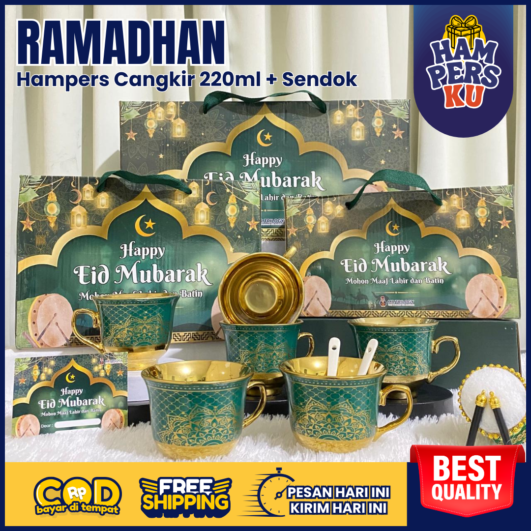 PROMO Hampers Lebaran Idul Fitri Paket Gelas Ramadhan 220ML Hampers Cangkir Set Keramik Teh Kopi FREE Gift Box Eksklusif Parcel Hadiah Souvenir Hari Raya Idul Fitri Gift Set Mug Me…