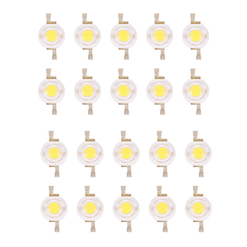 (U G B R) 20 Pieces High Power 2 Pin 3W Warm White LED Bead Emitters 100-110Lm