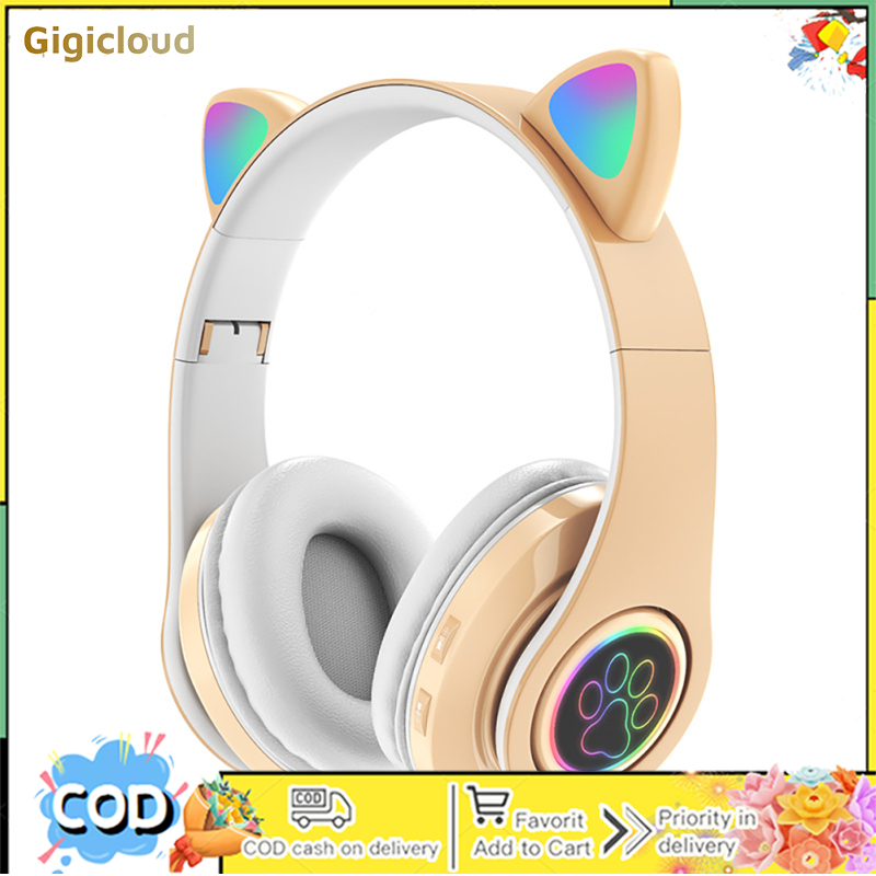 Cat Ear Wireless Headphones Over Ear Hi-Fi Stereo Deep Bass Lighting Headset For Laptop PC Computer Mobile Phone Tablet ราคา 220 บาท*ส่งฟรี