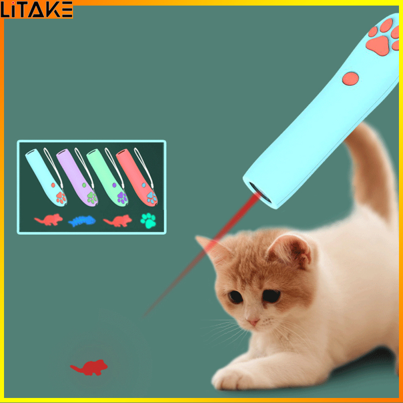 Litake Cats Infrared Teaser Stick 3 Projection Patterns Long-lasting Power Supply Funny Led Lights Cat Supplies