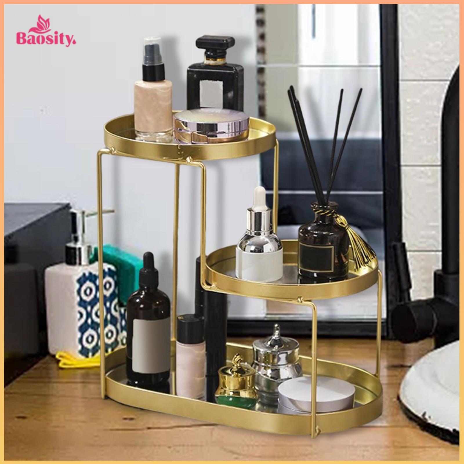 Baosity Exquisite Bathroom Cosmetic Tray Vanity Organizer Triple Tier Lotion Perfume Makeup Storage Plate for Decor Countertop Home ราคา 1,531 บาท*ส่งฟรี