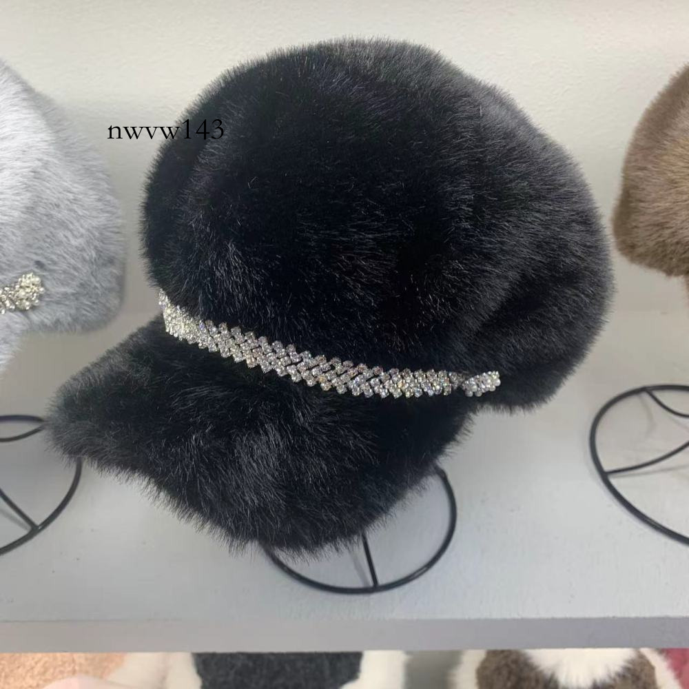 New Octagonal For Women In Winter, Fashionable And Stylish Waterproof Mink Plush Beret, Warm Ear Protection Duckbill Hat Nwvw143-Cb
