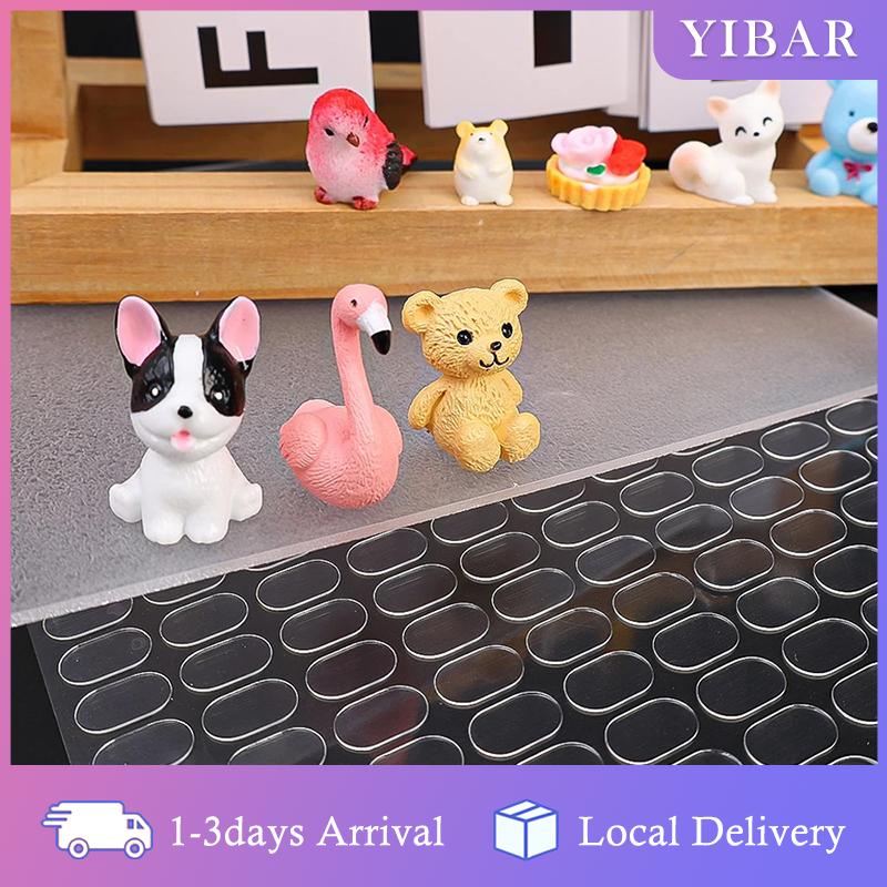 【YIBAR】 100 miếng dán keo hai mặt miếng dán cho hộp mù cảnh quan búp bê chân cố định keo trong suốt miếng dán liền mạch