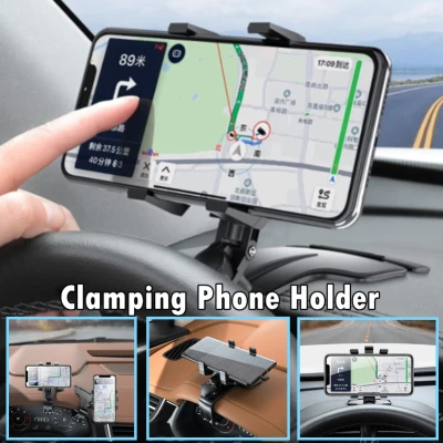 Susisun Clamping Car Dashboard Phone Holder Car Mount 360 Degree Rotation No View Blockage Multiple Angle Adjustment Holder Mobile Holder