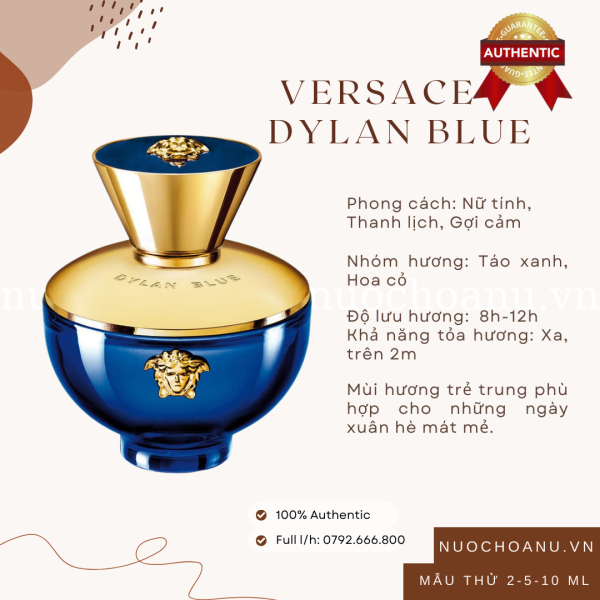 [Chính Hãng] Nước Hoa Nữ Versace Dylan Blue Hương Táo Xanh Nữ Tính Lưu Hương Lâu Mẫu Thử 2ml 5ml 10ml Nuochoanu VS03