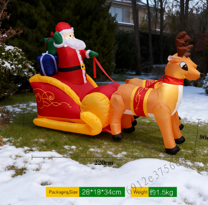 Christmas Inflatable Decor - เลื่อนซานตาคลอสกวางคู่สำหรับสวน ราคา 6,111 บาท*ส่งฟรี