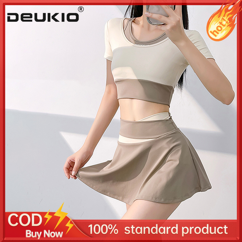 DEUKIO Hip covering, anti-walking yoga skirt, short yoga training leave, two outdoor sports sets ราคา 494 บาท*ส่งฟรี