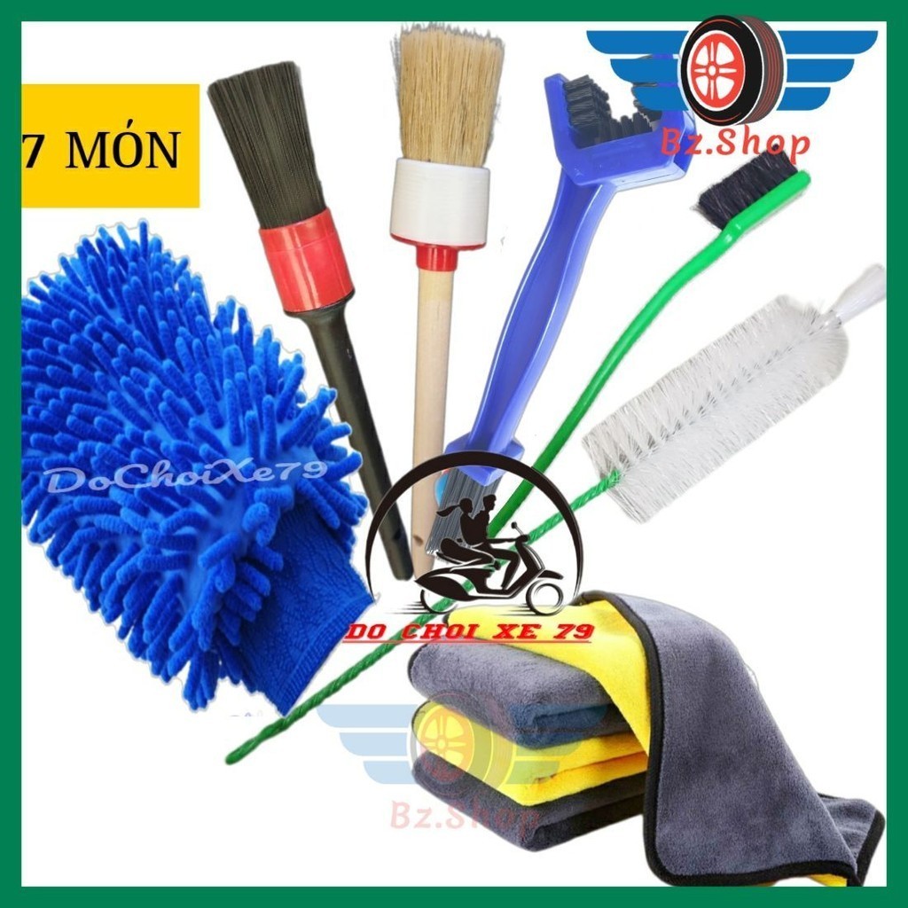 Combo 7 Dụng Cụ Rửa Xe, Vệ Sinh Xe Máy Chuyên Dụng Tại Nhà