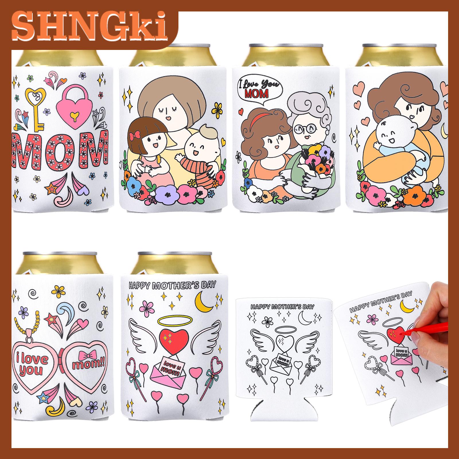 ❤❤❤Hot Sale SHNGki 12ชิ้นสำหรับวันแม่แขนเย็นสามารถทำให้เย็นลงสีของคุณเองสุขสันต์วันแม่ของคุณเองที่นำกลับมาใช้ใหม่ได้ปลอกแขนสำหรับเครื่องดื่มแบบทำมือ ราคา 131 บาท*ส่งฟรี