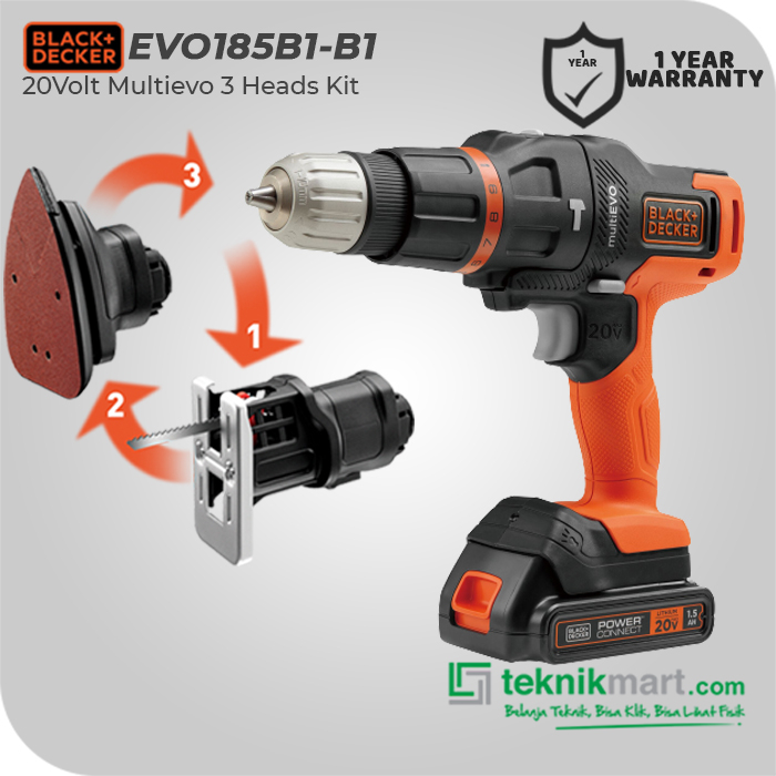 Black & Decker Multi Evo Kit 3 Heads 20V EVO185B1 Harga 2,948,200 rupiah*Gratis Ongkir