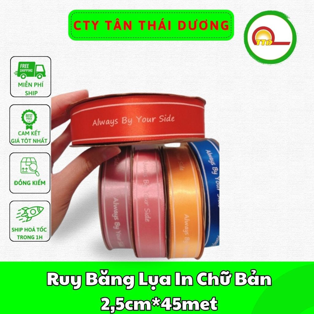 Ruy Băng Lụa In Chữ Bản 2,5cm*45met