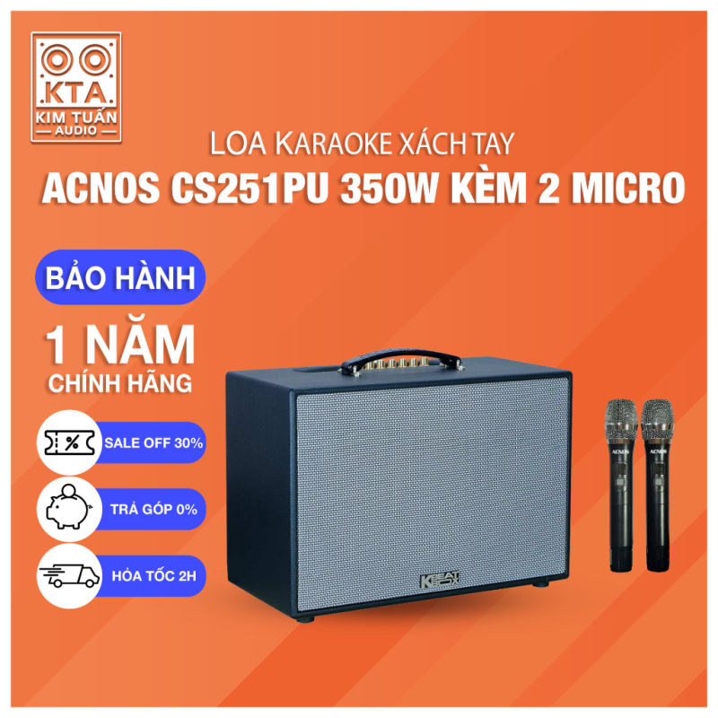 Loa Karaoke Xách Tay ACNOS CS251pu 350W và ACNOS CS250Pro 400W Tặng Kèm 2 Mic Hàng Chính Hãng - Bảo Hành 12 Tháng