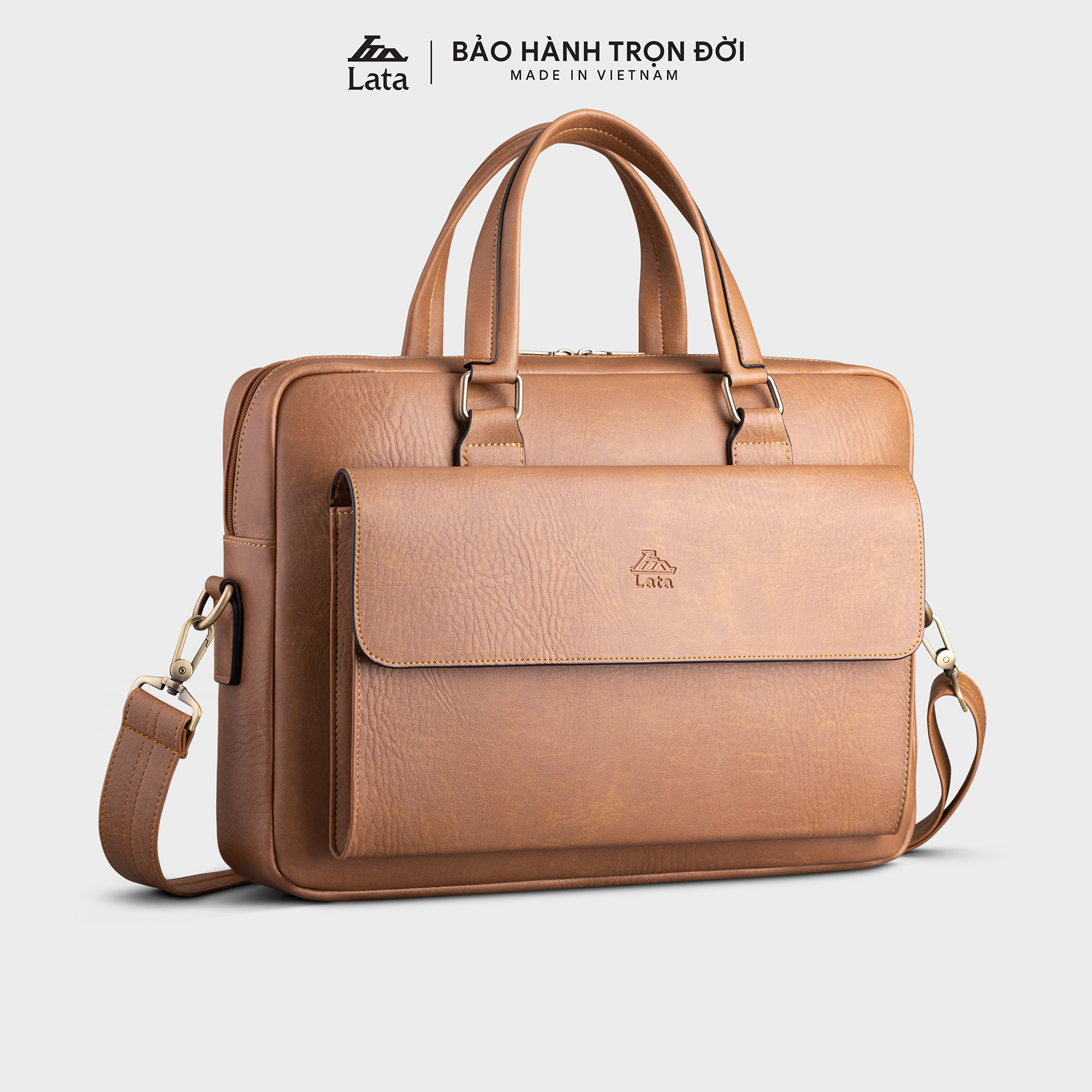 Cặp Công Sở Lata (Thời trang nam basic đựng vừa laptop 14 inch - Cặp da CA39)