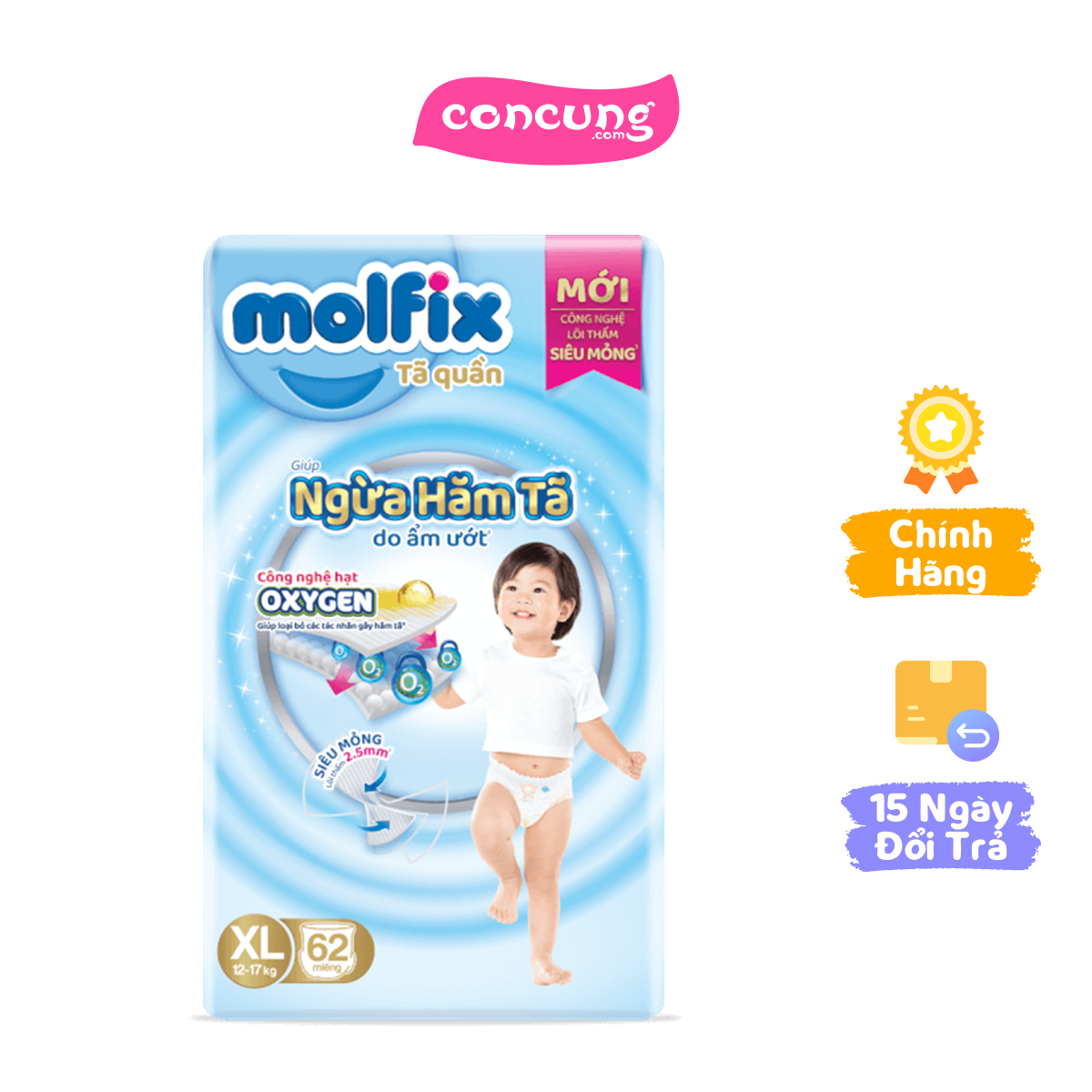 Molfix tã quần Oxygen size XL 62 Ultra