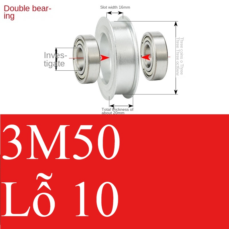 Bánh Răng Đồng Bộ 3M 50 Răng Guangfa - Răng Căng, Rãnh 11/16/21mm, Có Ổ Bi, Lỗ 5-17mm, Nhôm, Hướng Dẫn Công Nghiệp - bóng 16 10