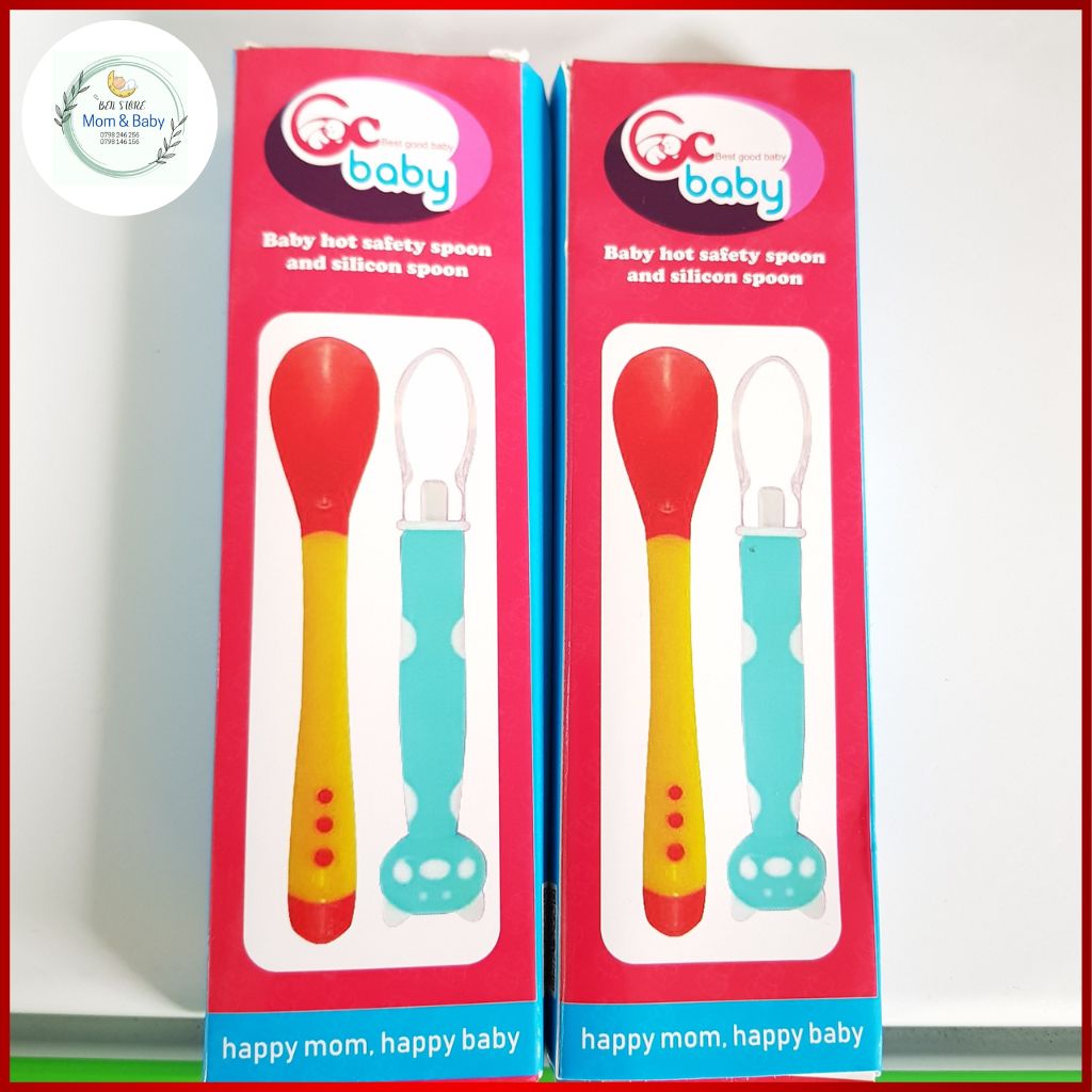 Thìa báo nóng/ thìa cảm biến nhiệt, thìa ăn dặm cao cấp + thìa mèo silicone cho bé ăn dặm