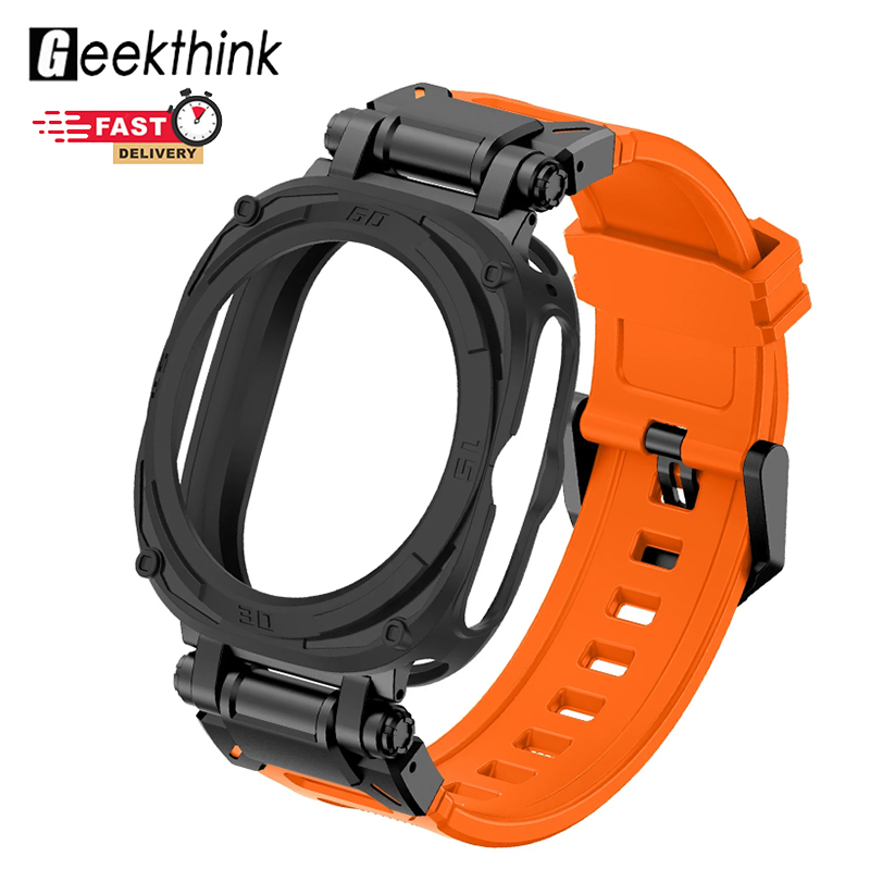 GEEKTHINK Luxury Silicone Strap+ TPU Case for Samsung Galaxy Watch Ultra 47mm Silicone Strap Hollow Case Cover Bumper for Galaxy Watch Ultra ราคา 356 บาท*ส่งฟรี