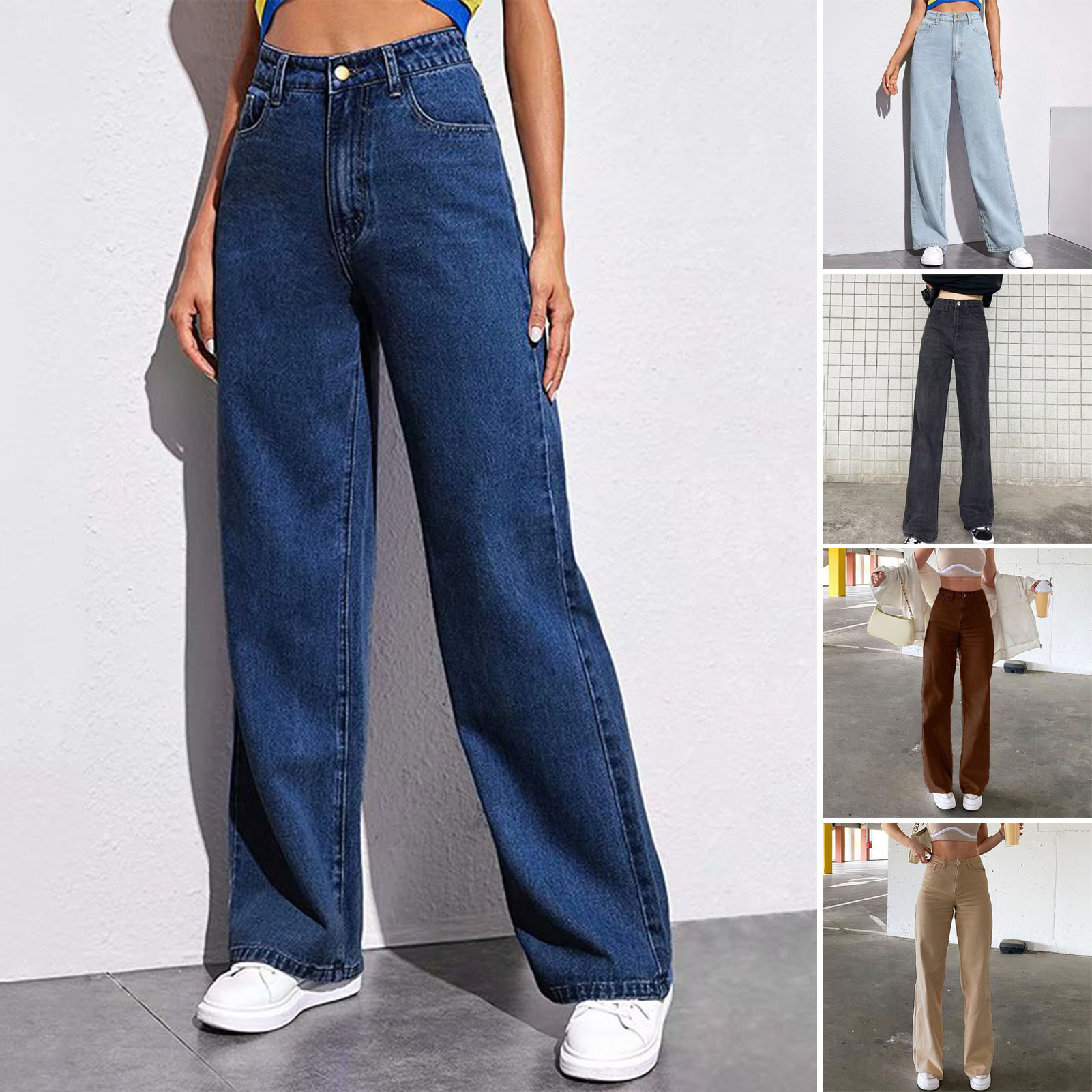 Thẳng Quần Legging rộng jeans cotton pha trộn Jeans Eo cao cổ điển phong cách Mỹ của phụ nữ jeans có túi cho mặc hàng ngày hoàn hảo cho các trường học và đi lại quần xuông với nút dây kéo đóng cửa