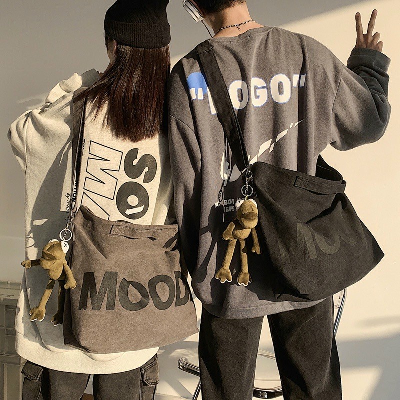 TÚI TOTE ĐEO CHÉO MOOD VẢI CANVAS PHONG CÁCH ULZZANG UNISEX