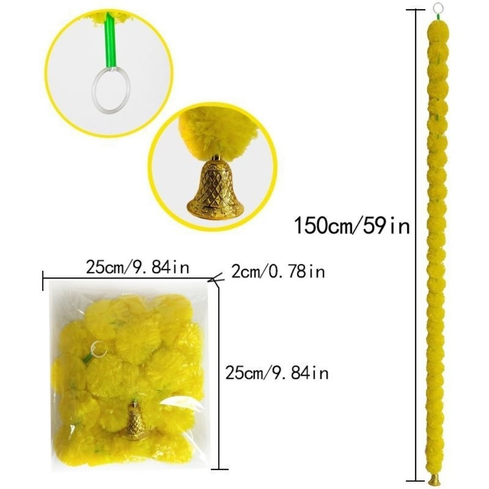 CANGMOTION Plastic Marigold Garland​​ ​​Pooja Diwali Fiesta Artificial Flowers Pooja Marigold Flowers​​ ​​Wedding Mandap Decor​​ Pooja Wedding Artificial Flower Garland for Halloween Day of The Dead