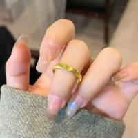 RAISS Minimalist Cat Eye Ring Solid Gold Wave Design Fade Proof Titanium Steel Couple Bands Luxury Jewelry for Women Men