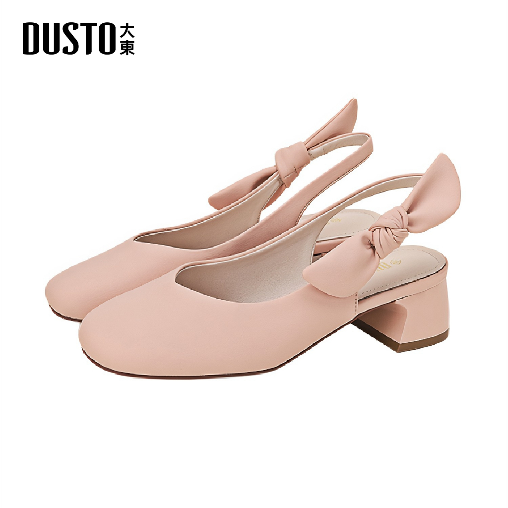 DUSTOรองเท้าเปิดส้นผู้หญิง ฤดูกาล2024 สีหวานพาสเทลเสริมส้นดีเทลแต่งโบว์ด้านข้าง ราคา 459 บาท*ส่งฟรี