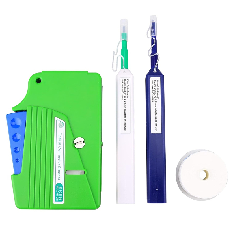 Fiber Optic Cable Connector Endface Cleaning Tool 2.5mm FC SC LC 4-In-1 Cleaner Pen Box Kit