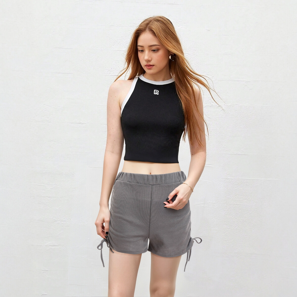 BRANCHÉ Của phụ nữ quần short mùa hè thời trang dây rút ngắn tự nhiên eo phù hợp Slim quần short giản dị b250124