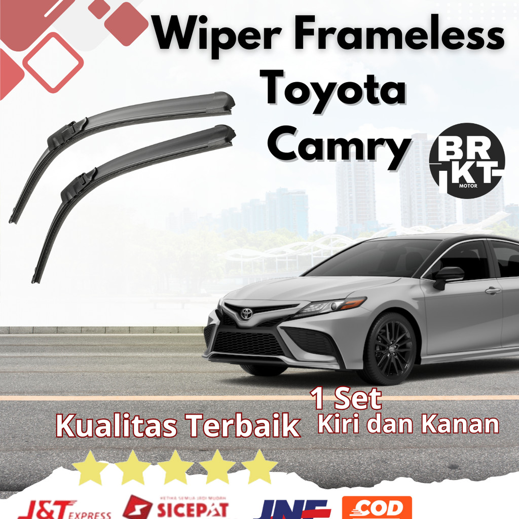 Wiper Frameless Mobil Toyota Camry Sapuan Kaca Mobil Model Frameless Banana Karet 1 Set Variasi Mobil Universal Air Besi Kendaraan Motorcycle Harga 50,000 rupiah*Gratis Ongkir