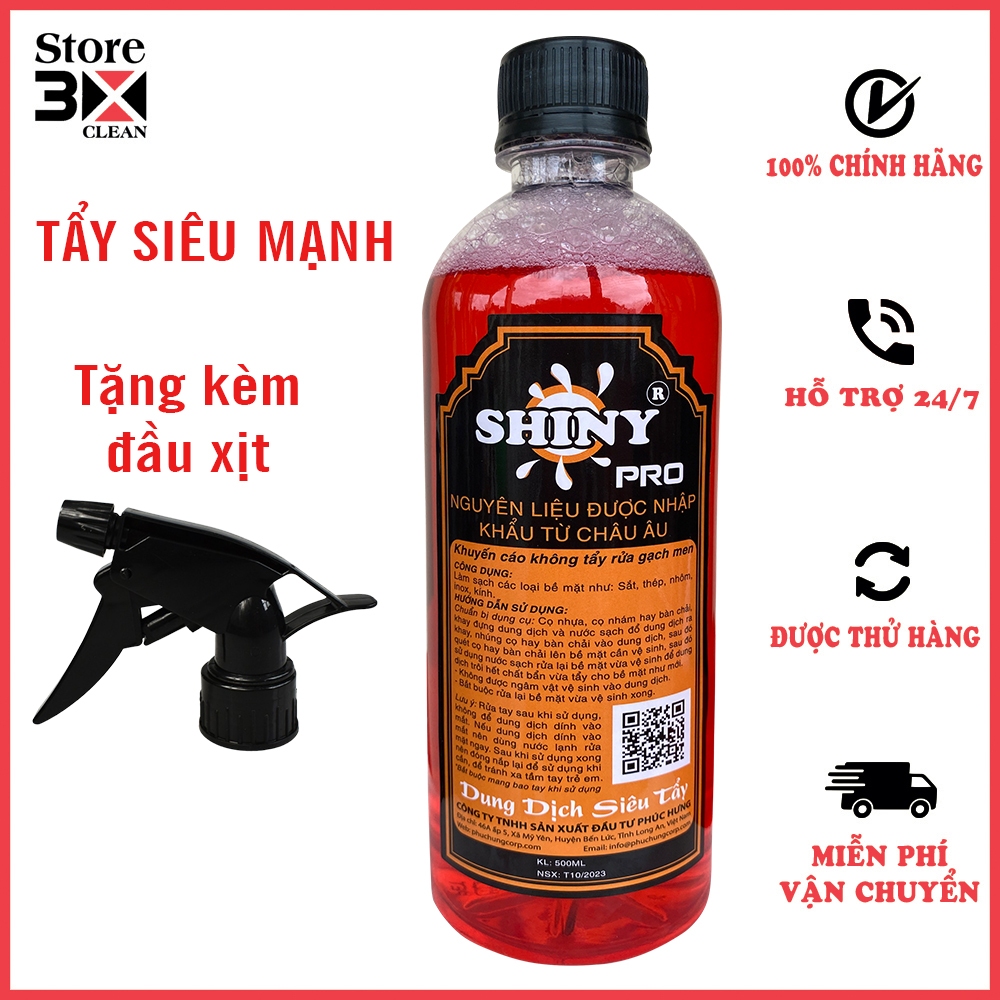 Nước Rửa Xe Siêu Tẩy Shiny,Tẩy Lốc Máy, Tẩy Rỉ Sét, Vết Bẩn Cứng Đầu 500ml