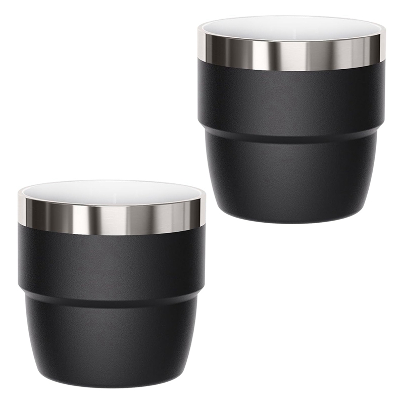 [Waanon]2pcs 4 Oz Car Espresso/Coffee Cup Stainless Steel Vacuum Insulated Stackable Dishwasher Safe Fits Most Espresso Machines