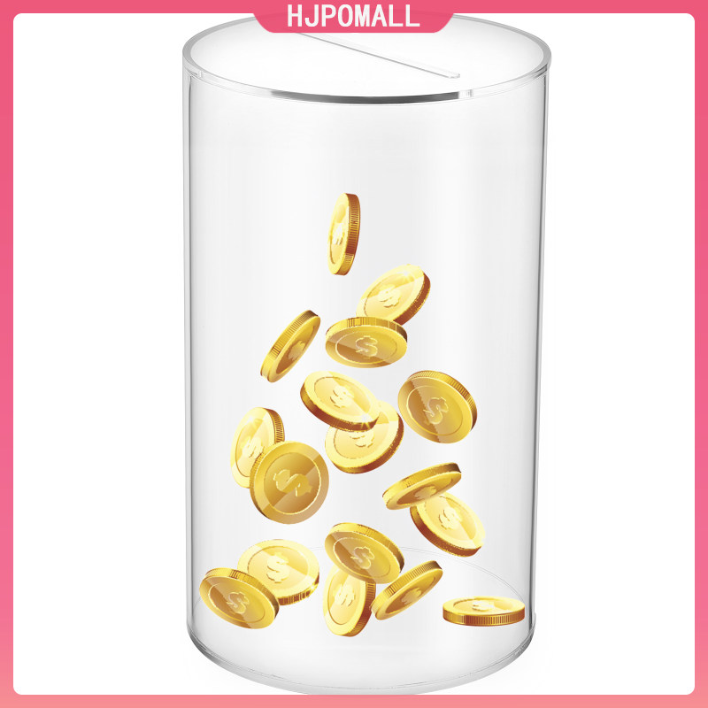 HJPOMALL Hộp tiết kiệm tiền ngân hàng acrylic piggy suốt cho văn phòng tại nhà
