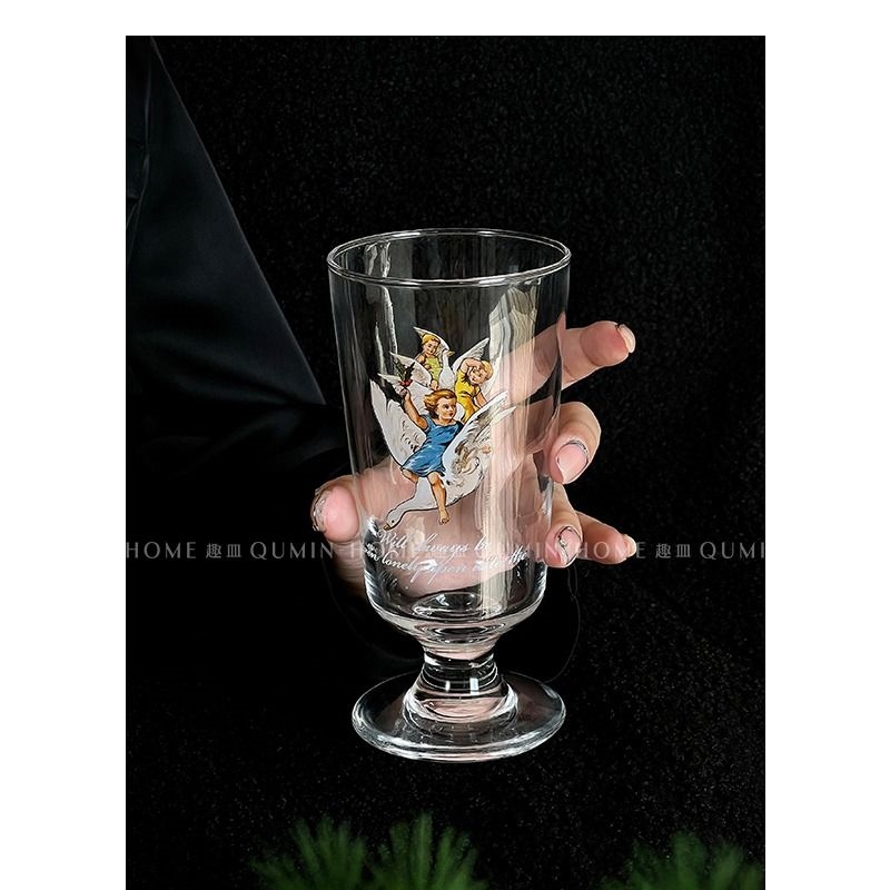 Qumin Stars and Light Scattered in the World Ins Wind Angel Pattern Drink Cup Glass Juice Goblet Christmas glass cup