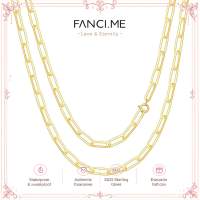 FANCIME 18k Yellow Gold 3.3MM Paper Clip Capsule Link Chain Necklace 19 INCH