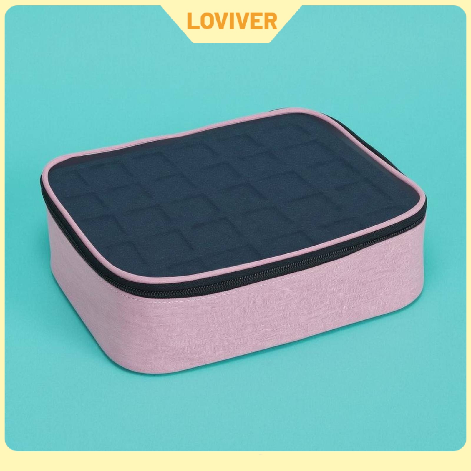 LOVIVER Transparent Lid Nail Polish Organizer Case Removable Divider Zippered Nail Polish Case Individual Compartments Rounded Corners ราคา 7,679 บาท*ส่งฟรี