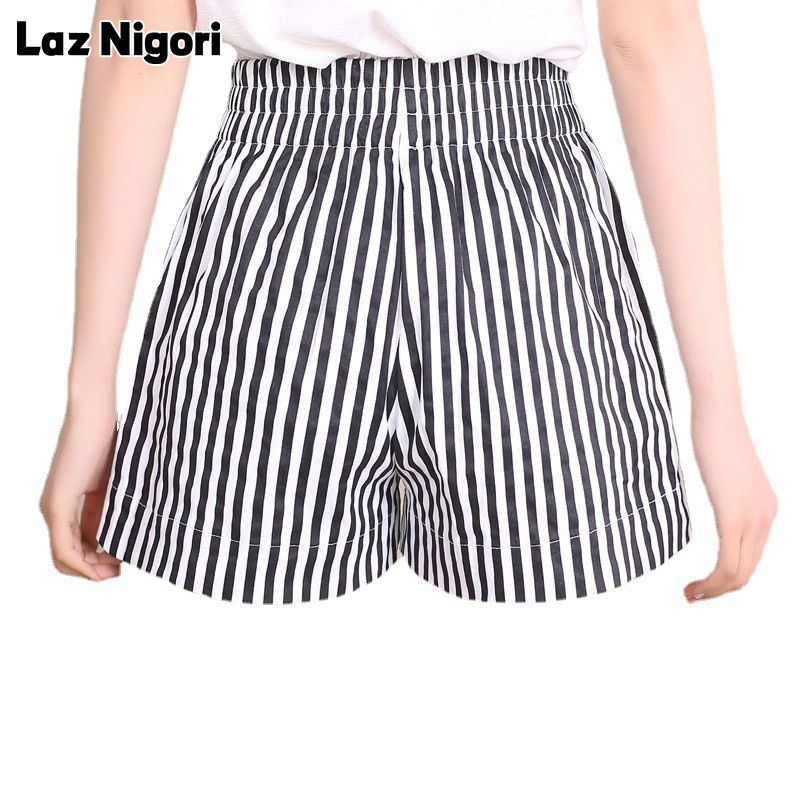 Laz Nigori Vertical Striped High Waist Wide Leg Pants Beach Summer Women's Shorts Plump Girls plus Size Casual Hot Pants Students Slimming ราคา 81 บาท*ส่งฟรี