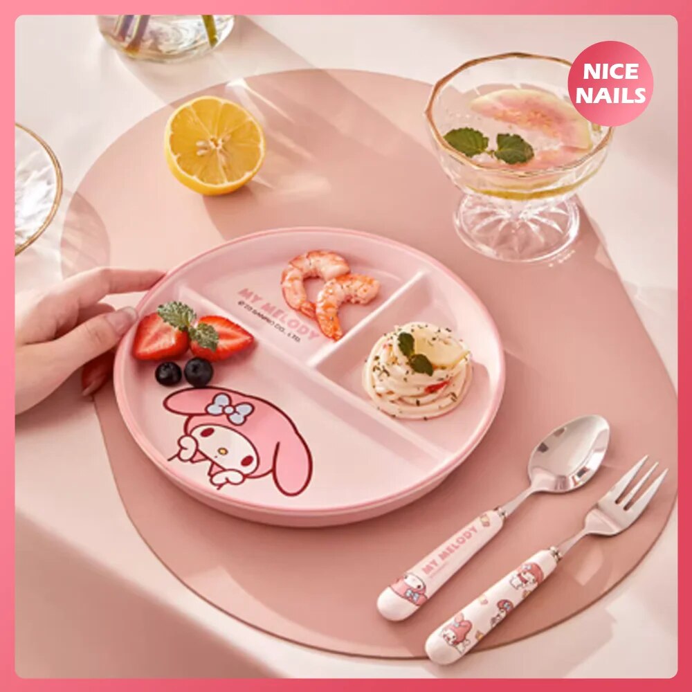 Sanrio Kawaii Hello Kitty Tray Cartoon Melamine Snack Tea Tray Fruit  Placement Plate Cute Food Snacks Placement Tableware - AliExpress