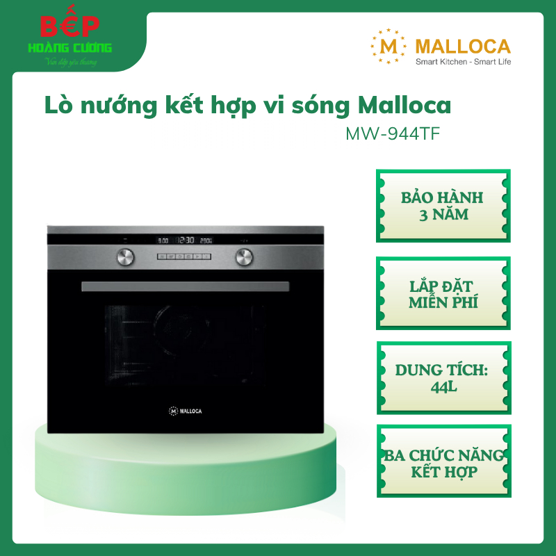 Malloca MW-944TF – Lò nướng kết hợp vi sóng âm tủ – Dung tích 44L – Điều khiển điện tử – CHB