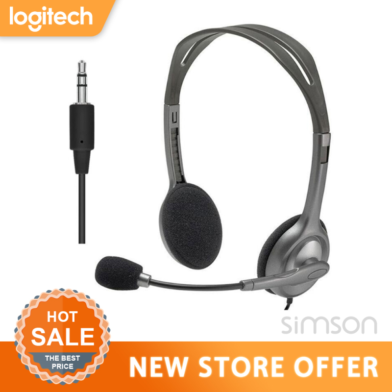 Logitech Stereo Headset H111/H110 Conference Headset Mikrofon Kebisingan Membatalkan Suara stereo penuh Untuk laptop tablet ponsel Singapore