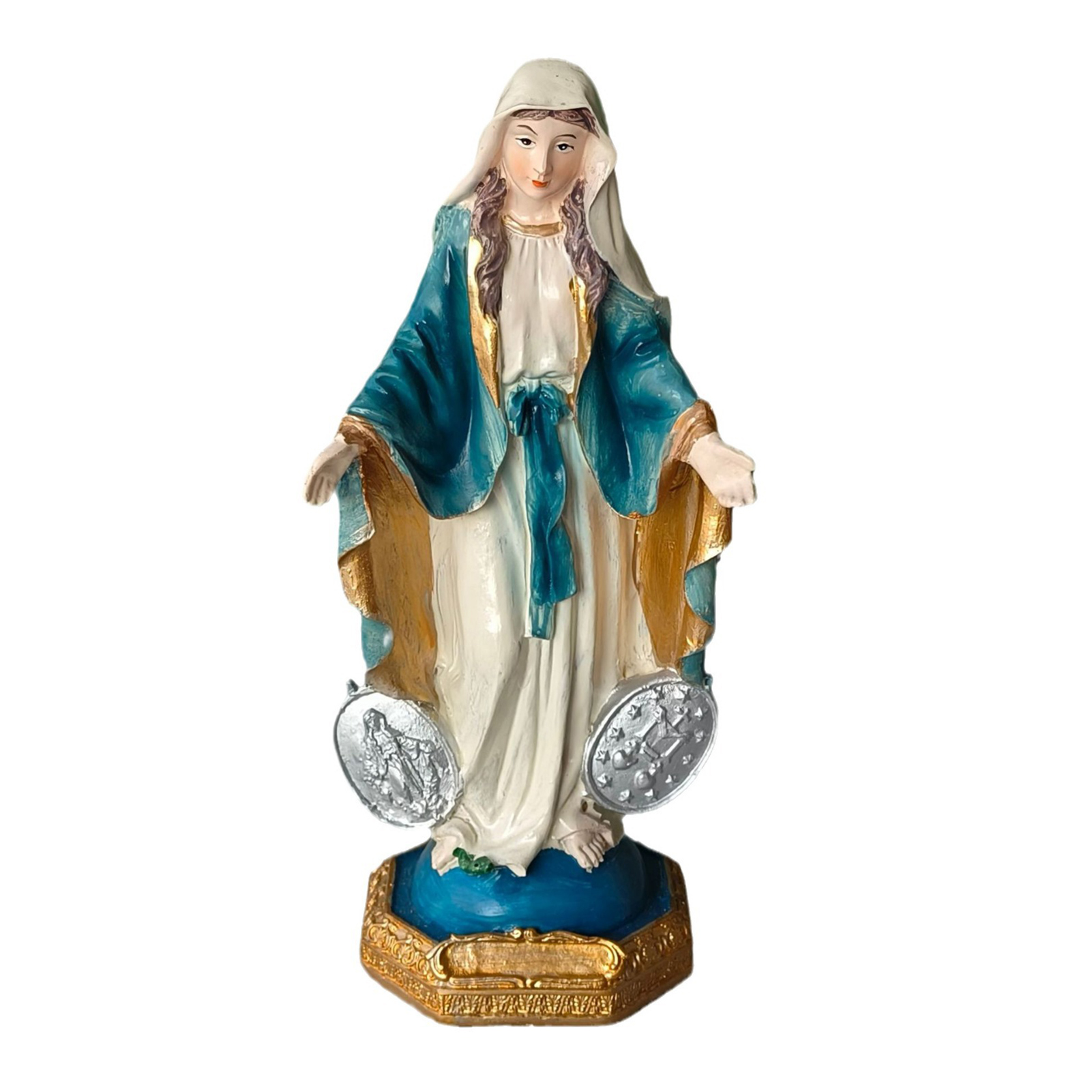 FLORAA Virgin Mary Figurine Desktop Mary Statue Favorite Standing Virgin Mary Statue Resin Figurine for Home Office Decoration Spiritual Gifts
