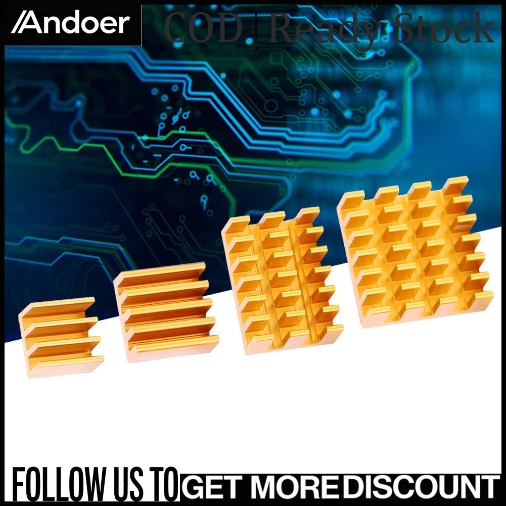 Andoer 20 ชิ้นทองสีอลูมิเนียมฮีทซิงค์ CPU Cooler พร้อมกาวสำหรับ Raspberry Pi 2/3/4 3b 4B ราคา 102 บาท*ส่งฟรี