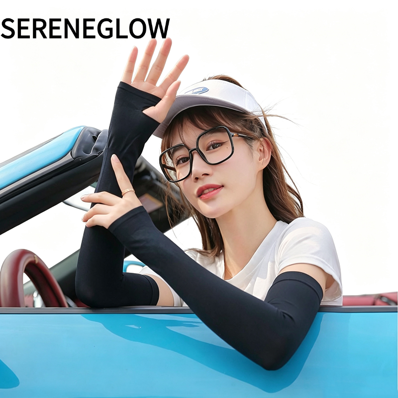 SERENEGLOW UV Protection Cooling Arm Sleeves for Outdoor Cycling and Summer Sun Defense - Breathable Ice Silk Design for Men and Women ราคา 19 บาท*ส่งฟรี