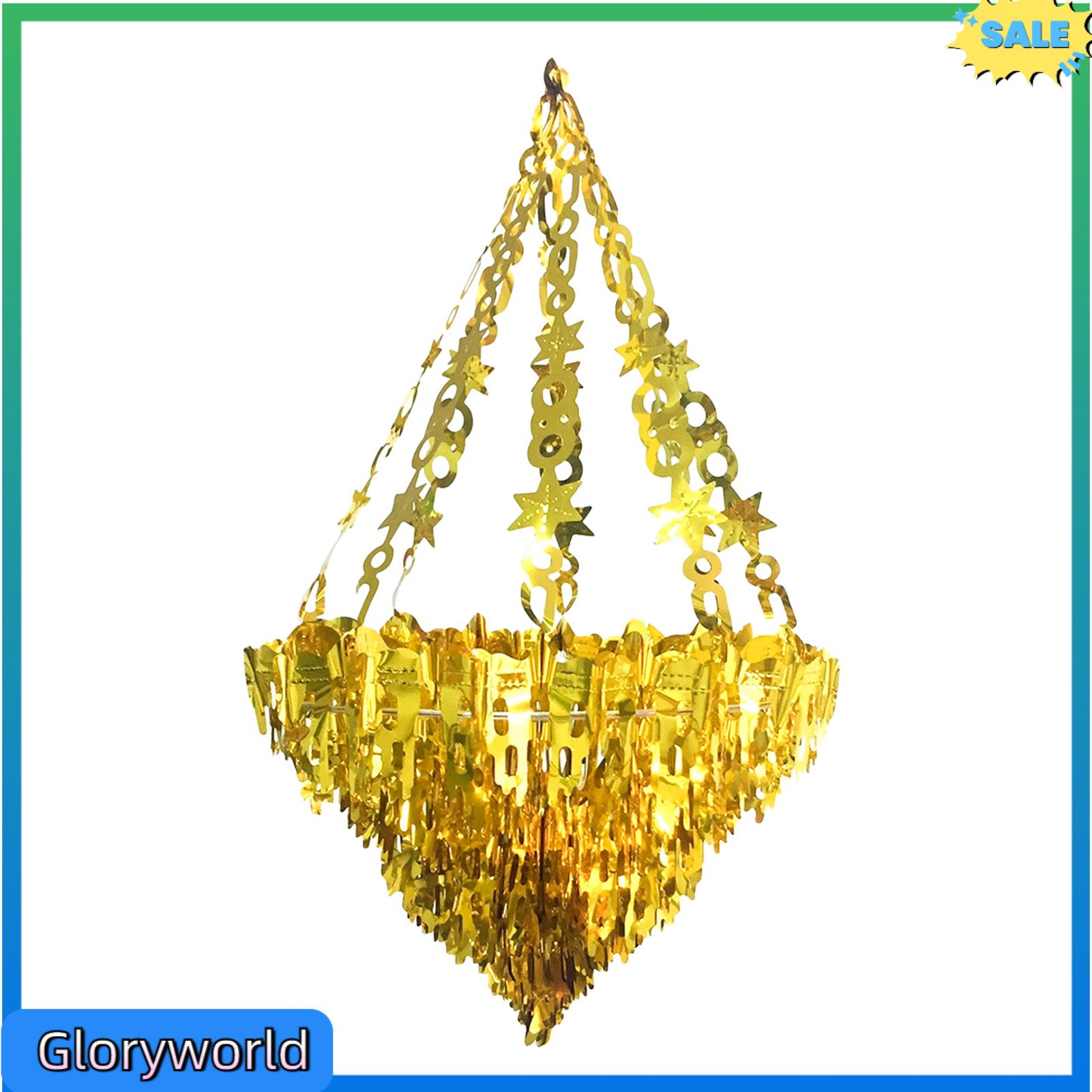 Gloryworld Party Accent Shiny Chandelier for Home Sparkling Chandelier Ceiling Decoration for Wedding Birthday Shiny Clear Foil Ornament for Bridal Shower Buyer's Favorite