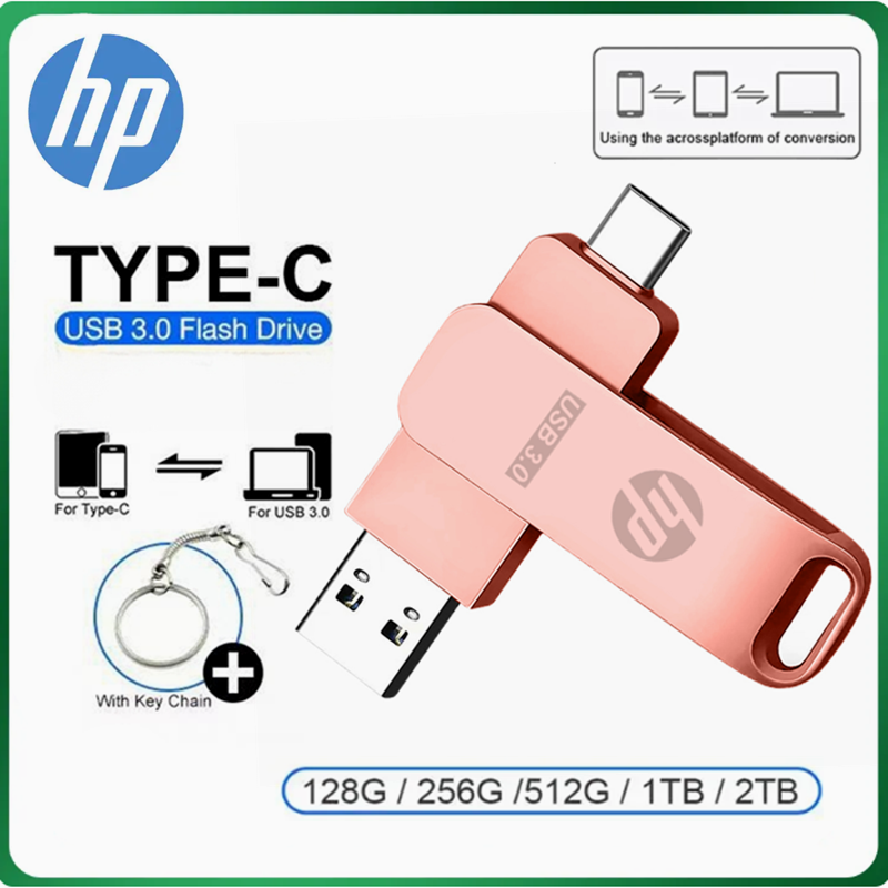 HP TYPE-C Pendrive 2 in 1 Mobile Phone U Disk 1TB 2TB Dual Drive Flash Memory USB High Speed Memory Stick ราคา 313 บาท*ส่งฟรี