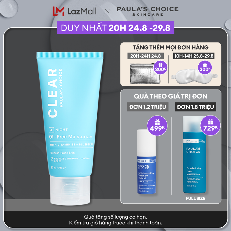 Kem Dưỡng ẩm dịu nhẹ không chứa dầu dành cho da mụn Paula’s Choice Clear Oil Free Moisturizer 60ml 3800